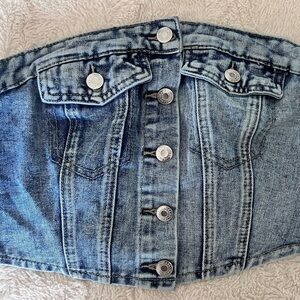 Denim Button-Up Bustier Top